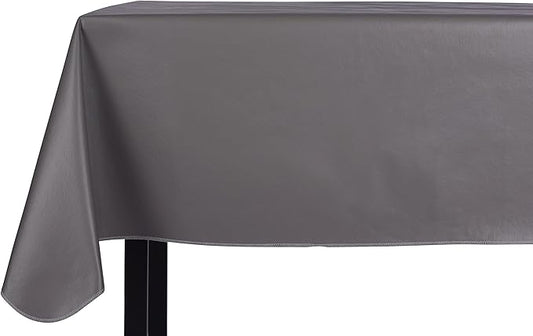Yourtablecloth Heavy Duty Vinyl Rectangle or Square Tablecloth – 6 Gauge Heavy Duty Tablecloth – Flannel Backed – Wipeable Tablecloth with Vivid Colors & Many Sizes 52 x 108 Gray