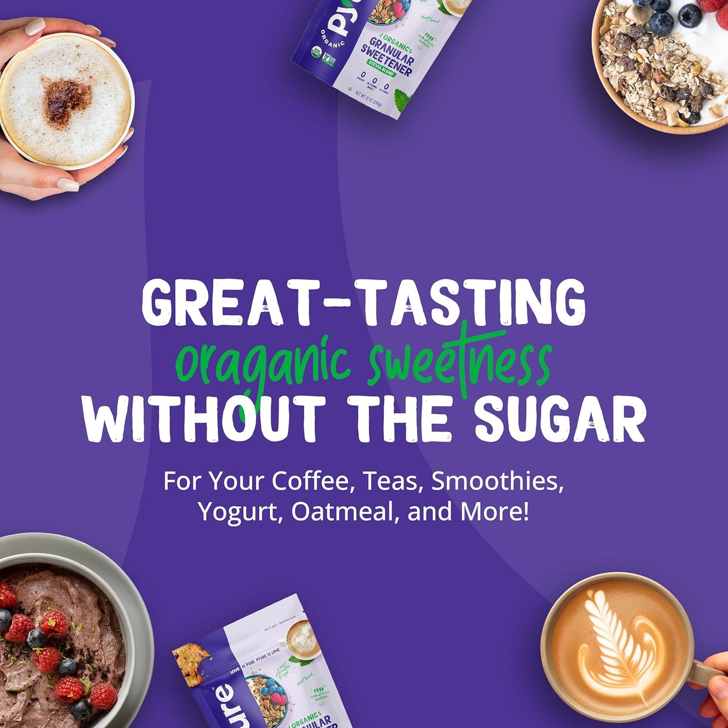 Pyure Organic Stevia Blend | Granulated Sugar Substitute with Zero Calories & Carbs | Keto, Diabetic & Vegan Friendly | Sugary Taste Alternative | USDA Organic, Non-GMO | Good For Baking | 1.5lb (24oz)