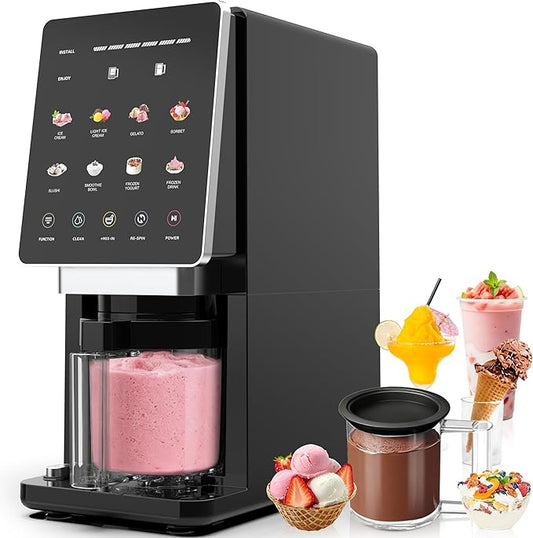 Ice Cream Maker & 10-in-1 Frozen Treat Maker, 20 oz (3 Pints), Mix-In + Re-Spin for Creamy Texture, Gelato, Sorbet, Slushie, Frozen Yogurt & Smoothie Bowls Machine for Homemade, Recipe Guide
