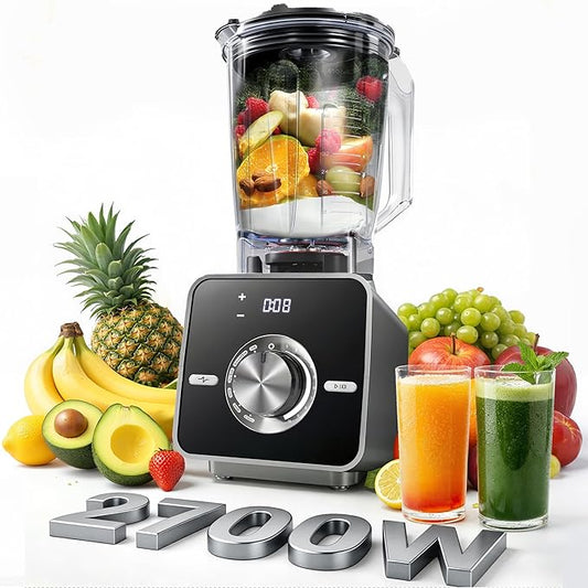 Home Blender, 2700W High-Speed Blender for Ice Crushing Power, Stainless Steel Blades, Kitchen Timer, 10 Speeds, 6 Programs for Smoothies, Frozen Drinks, Self-Cleaning, 64oz Bulk Production