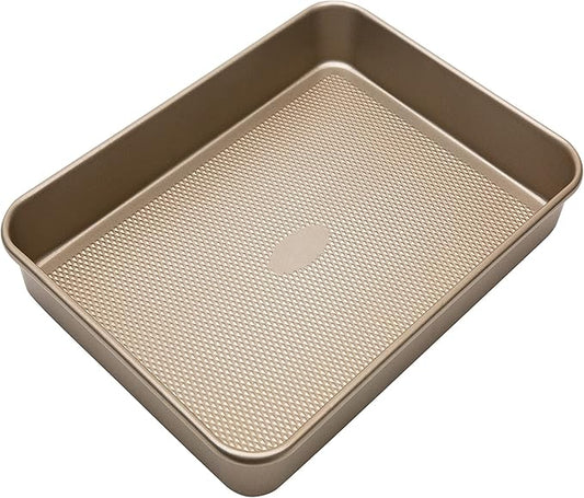 Kitchen Details Pro Series Baking Pan | Dimensions: 15.4” x 11.5” x 2” | Nonstick | Textured Diamond Base | Even Heating | Easy Clean | Safe up to 500 degrees | Gold