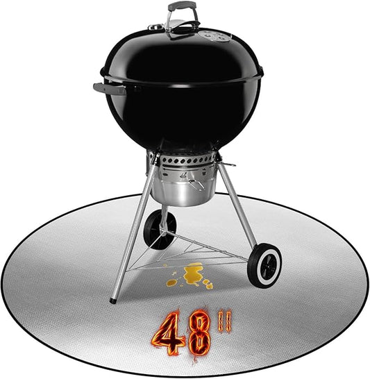 Fire Pit Mat,48-Inch Round Thickened Grill Mat for Outdoor Grill – Fire-Resistant, Waterproof & Oil-Proof Deck and Patio Protector