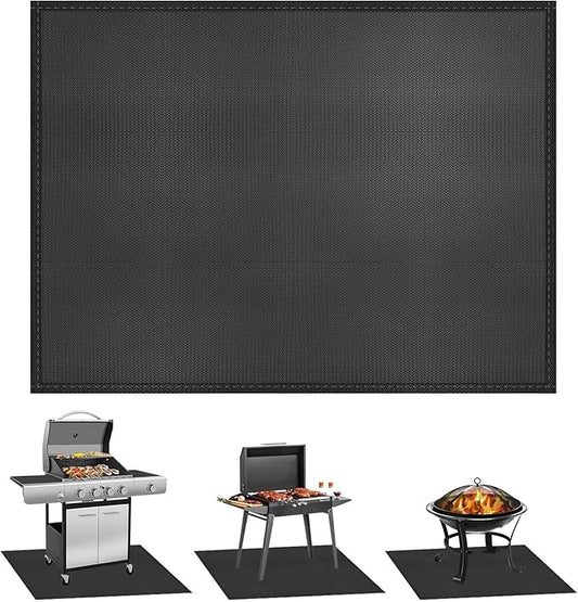 kanhiro Large 65 x 48 inches Under Grill Mat for Outdoor Grill, Indoor Fireplace/Fire Pit Mat, Double-Sided Fireproof Grill Pad, Oil-Proof Waterproof BBQ Protector for Decks and Patios