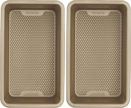 GoodCook BestBake Nonstick Textured Carbon Steel Loaf Pan, 9" x 5", Bronze (Pack of 2)