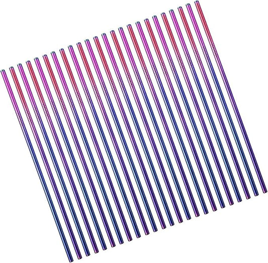 100Pcs Rainbow Reusable Stainless Steel Metal Straws for Bulk Order. NiceCaTeLe 8.5” Kids Toddler Baby Child Drinking Straws for 20oz Tumblers Yeti Dishwasher Safe(8.5" Long, Rainbow-100pcs Straight)