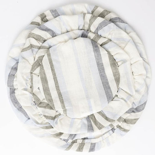 100% Linen Bowl Covers Reusable For Bread Proofing, 4 Pcs Elastic Cloth Fabric Colorful Stripe Bowl Covers, 5.9*7.9*9.8*11.8 Inches, Colorful 2