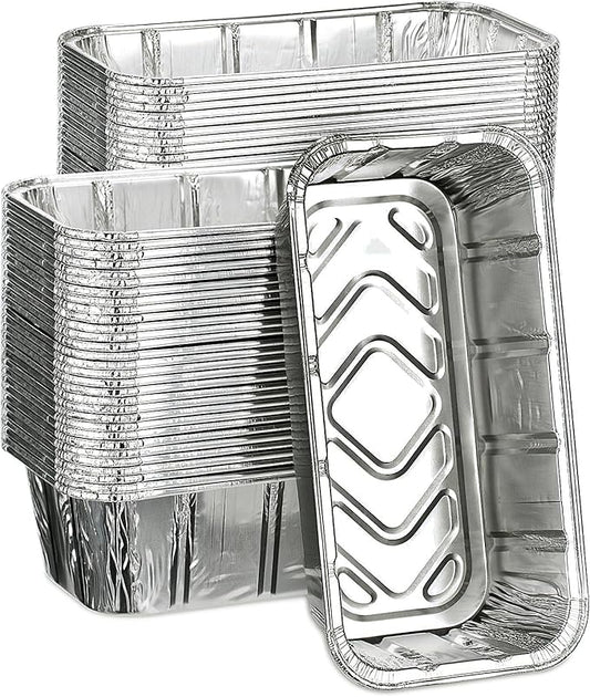 MOACOCK 50 Pack 2Lb Loaf Pans, 8.5" X 4.5" X 2.6" Foil Heavy Duty Disposable Aluminum Foil, Premium Bread Pans for Baking Homemade Cakes & Breads Holiday Treats Food Storage