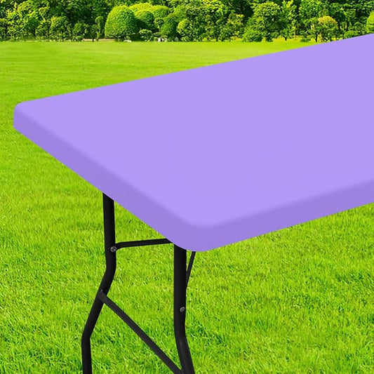 homing Rectangle Table Cloth Cover, Waterproof Polyester Elastic Fitted Tablecloth, Fits for 5 Foot Folding Tables, Washable Table Protector for Picnic, Camping, Outdoor (Lavender, 30" x 60")