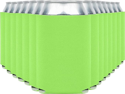 Blank Beer Can Cooler Sleeves (60-Pack) - Soft Insulated Coolies, HTV Friendly Koolies in Bulk for Cans & Bottles - Coolie Blanks for Vinyl Projects & Wedding Favors (Lime Green)