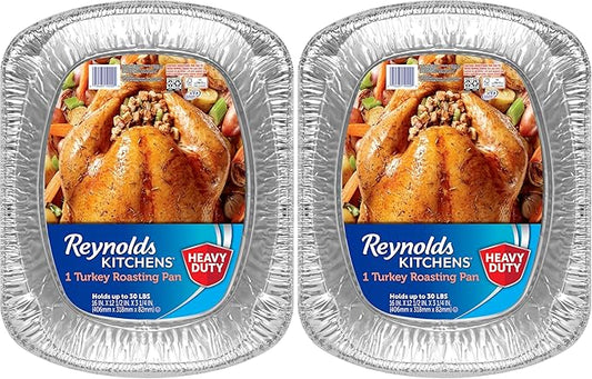 Reynolds Kitchens Turkey Size Roaster Pan, Holds Up to 30lbs, 1 Count (Pack of 2)