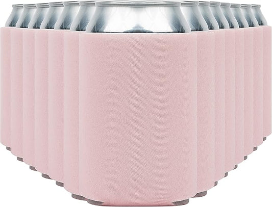 Blank Beer Can Coolers Sleeves (14-Pack) Soft Insulated Beer Can Cooler Sleeves - HTV Friendly Plain Can Sleeves for Soda Beer Cans & Bottles - Blanks for Vinyl Projects Wedding Favors & Gifts (Blush)
