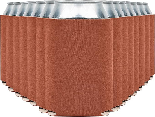 Blank Beer Can Cooler Sleeves (110-Pack) Soft Insulated Beer Can Coolies - HTV Friendly Blank Koolies in Bulk for Beer Cans & Bottles - Coolie Blanks for Vinyl Projects & Wedding Favors (Burnt Orange)