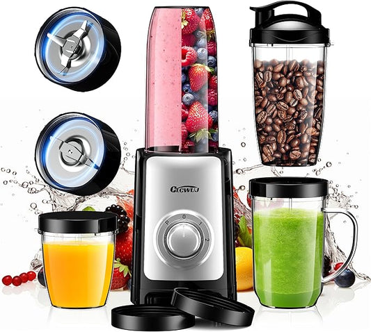 Smoothie Blender, Personal Blender for Shakes and Smoothies,12Pcs Coffee Grinder and Countertop Blenders Combo for Kitchen, Portable Smoothie Blenders with 10oz/17oz x2/23oz Cups (BLACK) (black2)