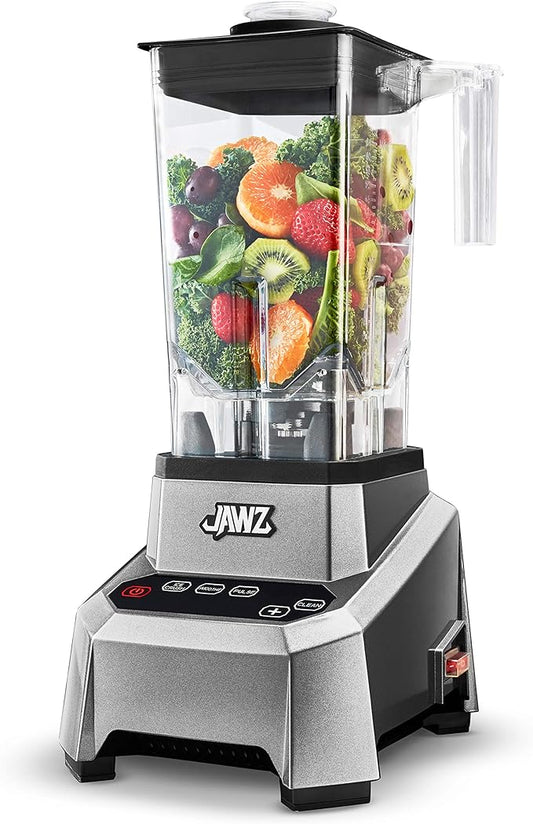 JAWZ High Performance Blender, 64 Oz Professional Grade Countertop Blender, Juicer, Smoothie or Nut Butter Maker, Precision Smart Touch Variable Speed, Stainless Steel Blades, Silver